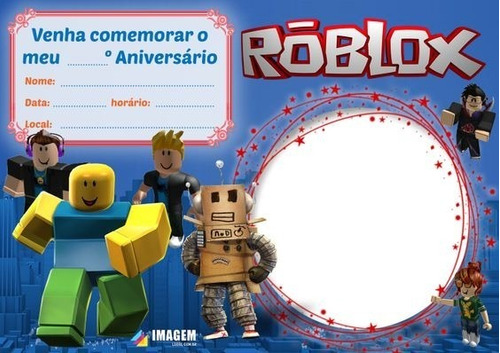 50 Convite Roblox Com Foto Festa Infantil 8x5